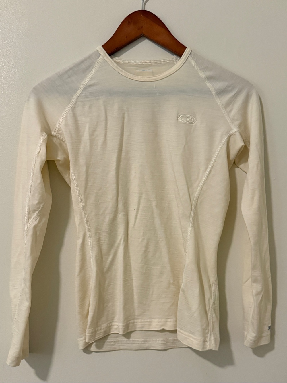 Icebreaker Base Layer XS Pale Yellow 200 Merino Wool Long Sleeve Fitted